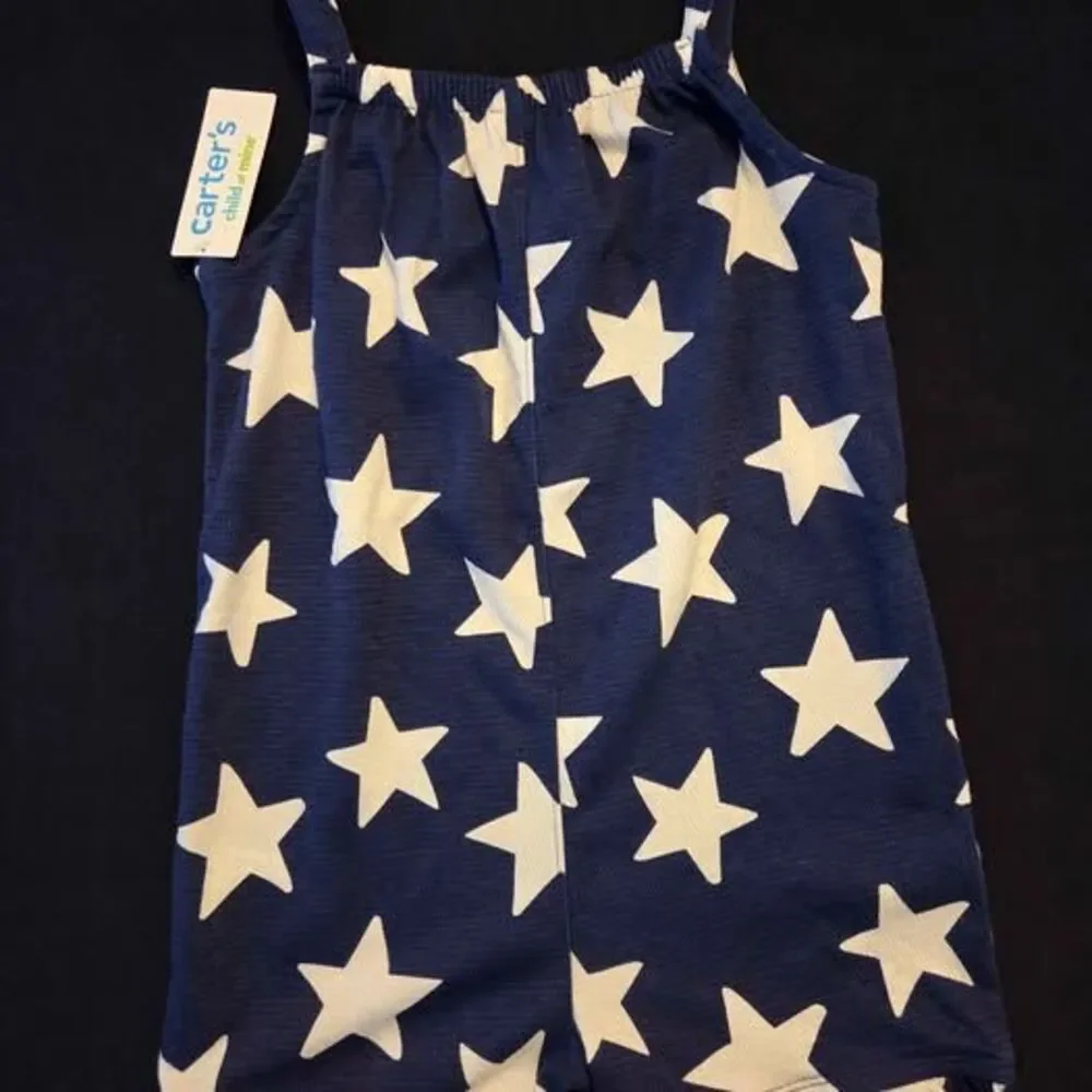 Carters 5t girls blue with white stars romper new with tags